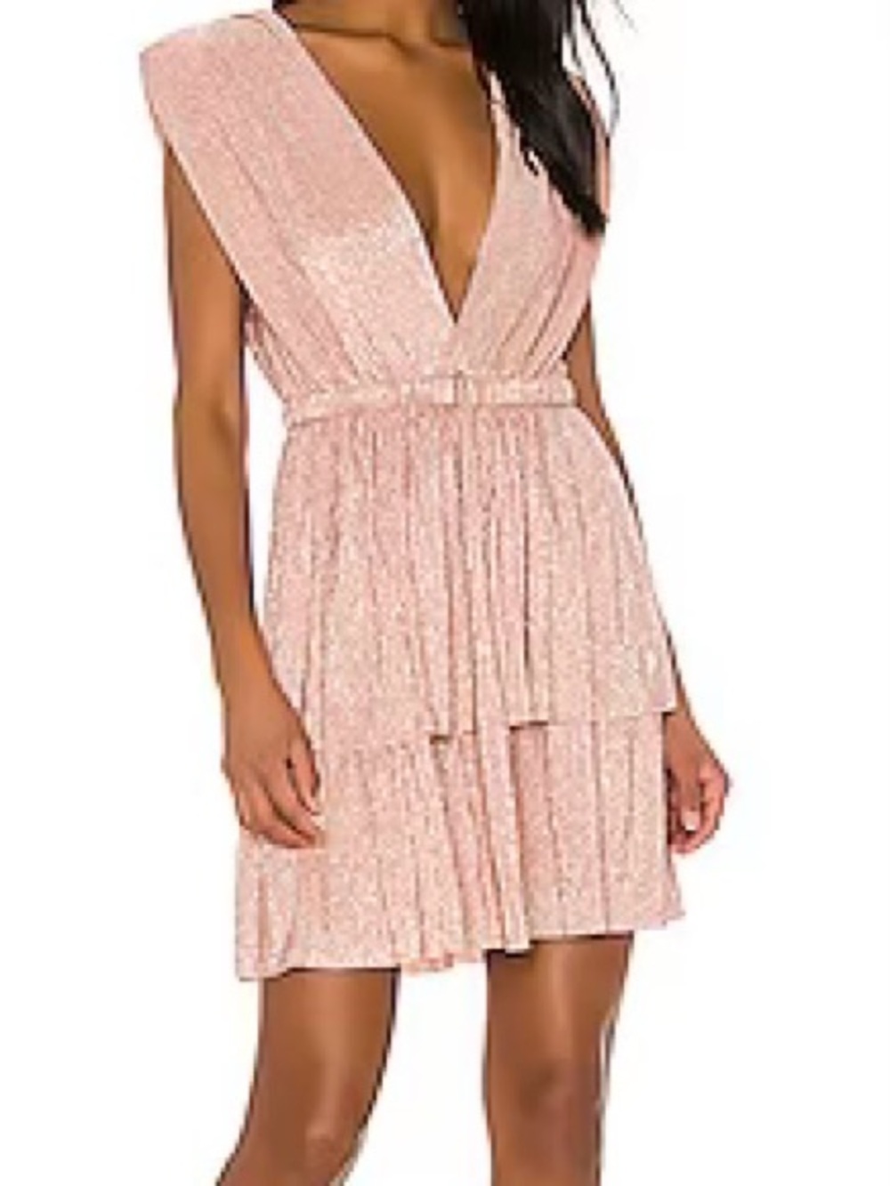 Sabina Musayev Blush Tiered Belted Mini Dress